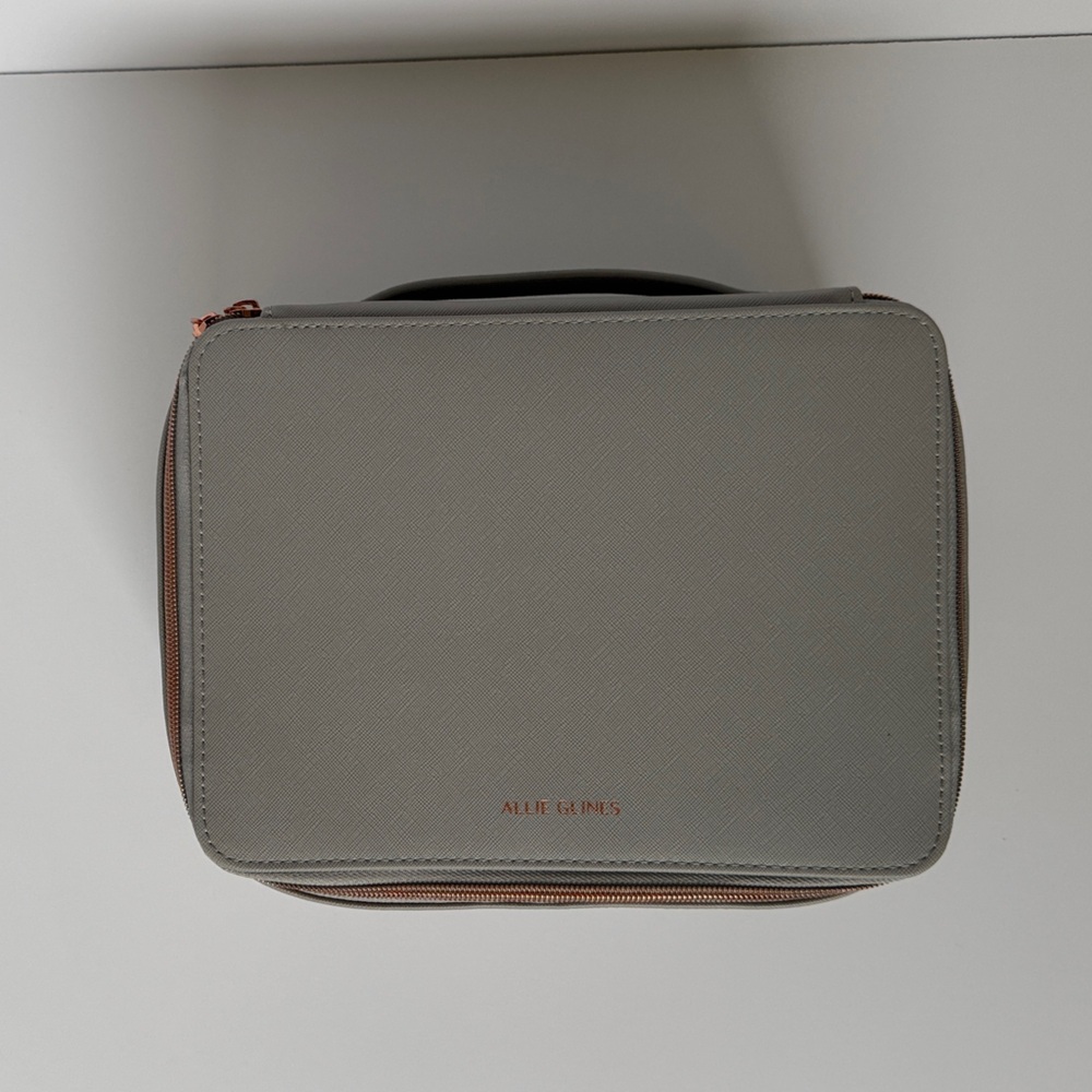 Allie Glines Gray Toiletry Bags (3) with Rose Gold Accents
